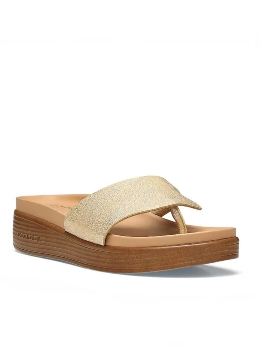 Donald J Pliner “Fiji” Flatform Slide Thong Sandal  in Gold Fleck Cork Sz 9